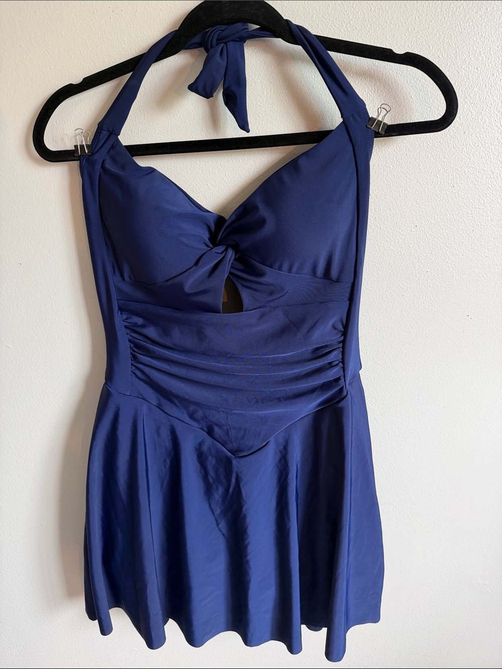 Plus Size Navy Halter Skirted One-Piece Swimsuit Size 0x